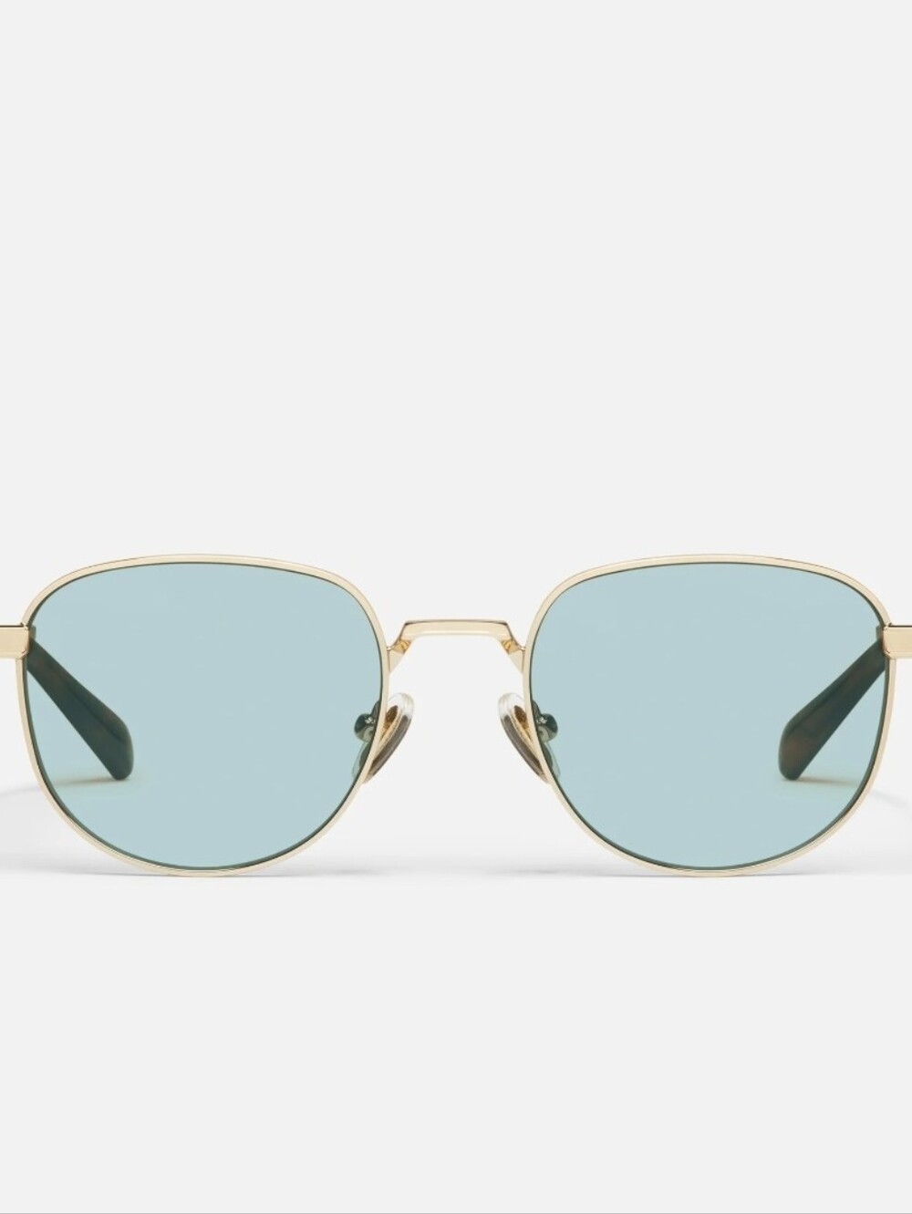Quay Born Ready Sunglasses NWT $95 Unisex Gold Frame / Aqua Lens Retro